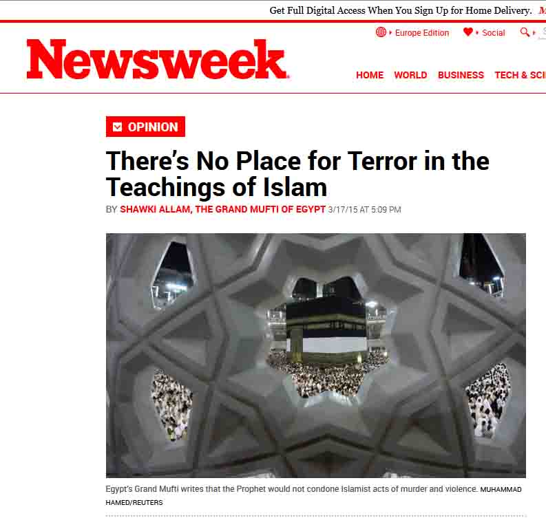 Egypt's Grand Mufti Publishes a New Article in the U.S Newsweek Magazine