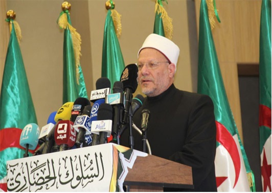 Egypt's Grand Mufti delivers a speech at Algeria's International conference on civilized behavior